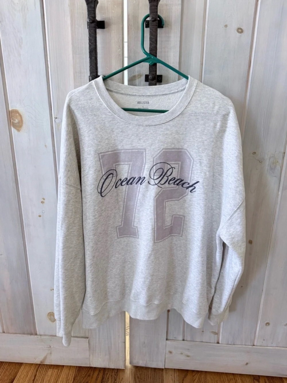 Hollister Light Gray Crewneck with Lavender Graphic Sweatshirt